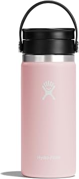 Hydro Flask Water Bottle - Insulated Stainless Steel - Wide Mouth Flex Sip, Non Spill, Leakproof and Refillable in 16 Oz Trillium Pink