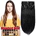 Produktbild Clip in Extensions Echthaar günstig Haarverlängerung Remy Echthaar 10 Tressen 22 Clips Glatt 35/40/45cm-90g(#1 Schwarz)