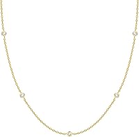PAVOI 14K Gold Plated Station Necklace for Women - CZ Simulated Diamond Layering Chain, Hypoallergenic 15" + Extender