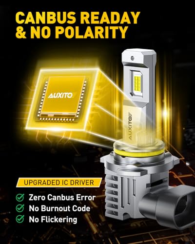 Image of AUXITO 9005 LED Bulbs, 30000LM 900% Brightness 1:1 Mini Size Design Fog Lights, 6500K Cool White,Pack of 2