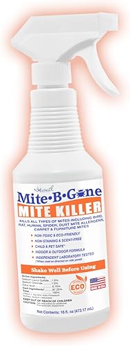 Mite-B-Gone - Mata ácaros humanos, pájaros, polvo, araña, rata, pavo, ácaros de alfombra. Tratamiento para hogares, muebles, ropa de cama, automóvil
