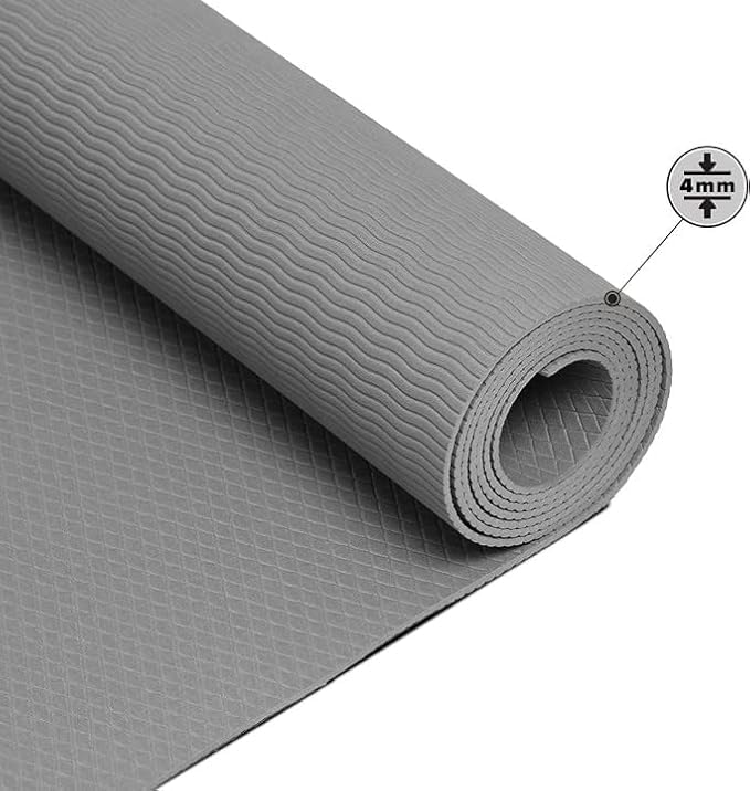 Image of Yoga Mats For Women Yoga Mat For Men Exercise Mat For Home Gym Mat Anti Slip YogaMate 5mm Workout Mat YogaMat For Kids Yoga Mate Gym Mats - Ethylene Vinyl Acetate (Grey, 4 mm)