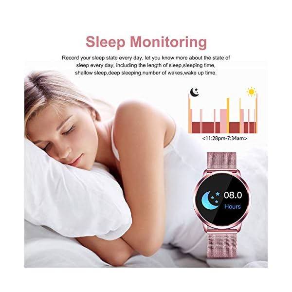 GOKOO Smartwatch Damen Frauen Fitness Armband Aktivitätstracker mit Pulsmesser IP67 Wasserdicht Uhren Schlafmonitor Blutdruck Schrittzähler für Android IOS (Rosa) – Bild 3