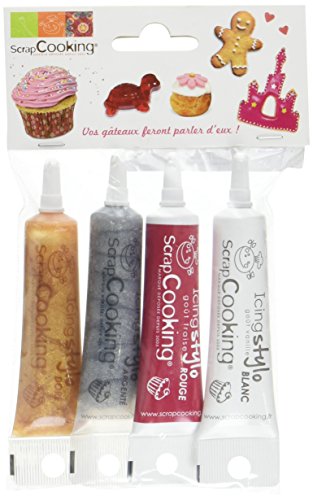  Scrapcooking 4 Icings Stylos Or, Marron, Blanc...