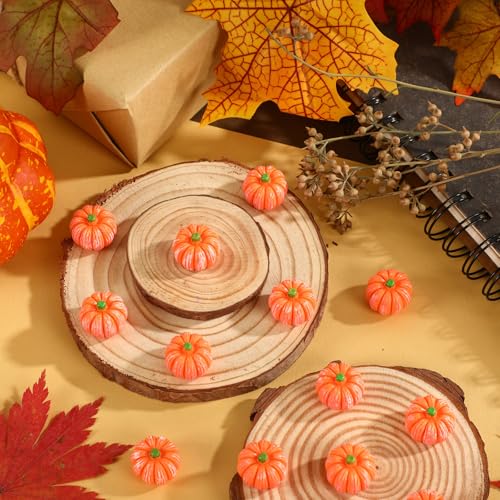 Image of JUNEBRUSHS 50 Pcs Mini Pumpkins Fake Pumpkins Artificial Pumpkins Thanksgiving Ornaments for Vase Filler DIY Crafts Fall Halloween Party Supplies Home Table Decorations
