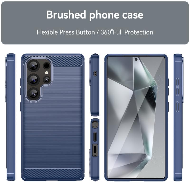 Image of Hybrid Carbon Fiber Back Case for Samsung Galaxy S25 Ultra (Blue)
