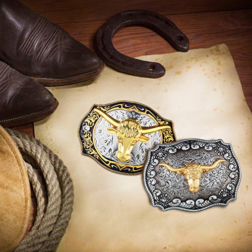 Willbond WILLBOND-BULL BELT-01 2 Pieces Longhorn Bull Eagle Letter J Belt Buckle Cowboy Belt Buckle Western Rodeo Bull Buckle thumb #4