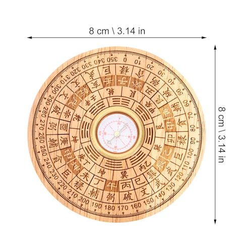 Brújula de madera Feng Shui 2 pulgadas estilo retro miniatura 2
