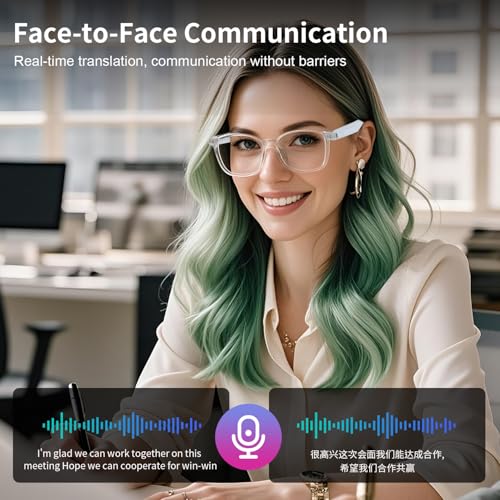 Image of GenXenon AI Translation Smart Glasses for Men & Women, Color-Changing Lenses, Real-Time Translation Glasses,Photo Translation，No Subscription,Bluetooth 6.0 Audio Eyeglasses for Business Travel