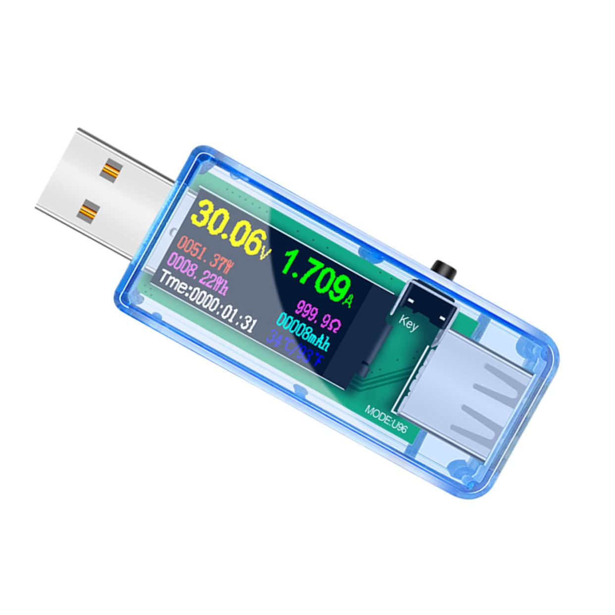 jojofuny 3piezas Medidor De Potencia Usb Digital Probador De Voltaje y Corriente Multímetro Portátil Para Carga De Dispositivos Usb Pantalla Lcd De Alta Definición Herramienta Práctica