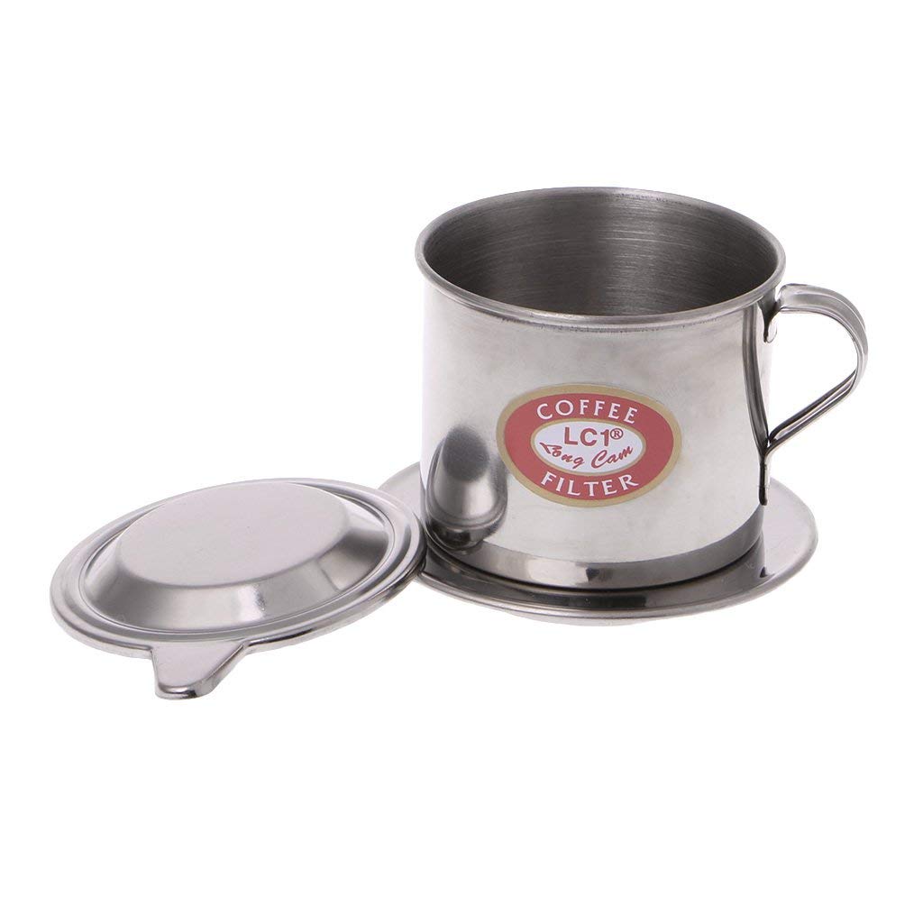 Kliplinc Lot de 2 filtres à café French Press, Filtre Traditionnel, réutilisables, phin, gobelet en Acier Inoxydable, Portable, Facile à Utiliser, argenté