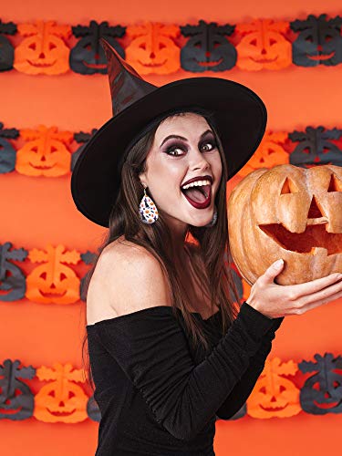 20 Pairs Halloween Faux Leather Earrings Layered Leather Teardrop Drop Earrings Pumpkin Skull Spider Print Gifts for Women4