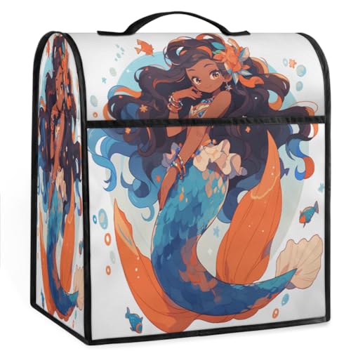 Coffee Maker Cover Cute Mermaid Kitchen Appliance Covers Small Appliance Covers Blender Cover Juicer Cover Dust Covers for Kitchen Appliances with Top Handle and Pockets,Washable,B522