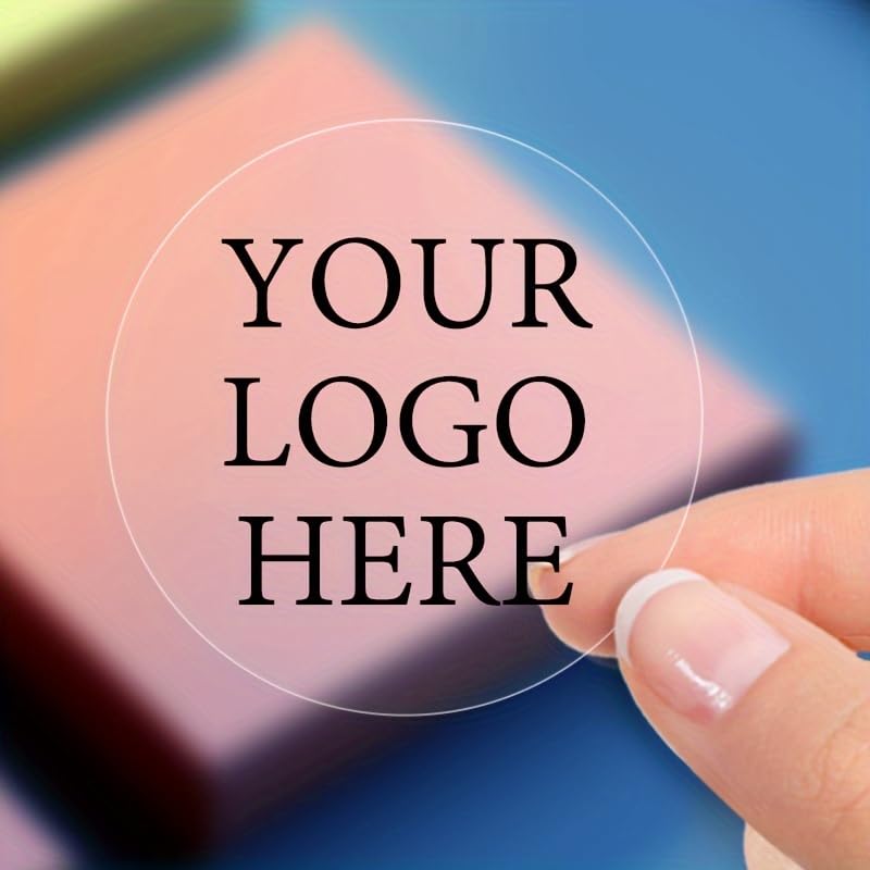 140 pezzi/210 pezzi/350 pezzi adesivi con logo personalizzato rilegato a inchiostro, etichette in vinile impermeabili trasparenti, forma rotonda, marchio professionale aziendale, bomboniere, etichette