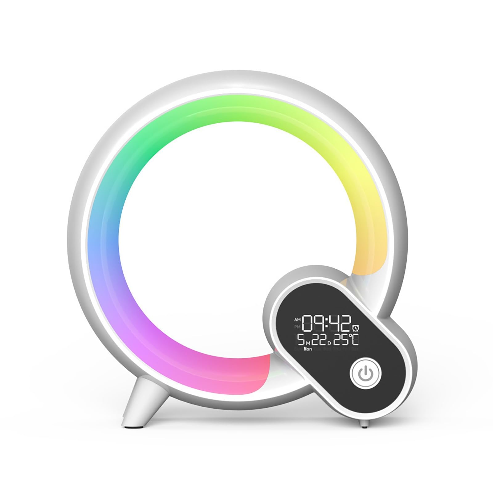 Luz Despertador con Simulación Del Amanecer, 12 Sonidos Naturales, 15 Modos De Color, Despertador Inteligente, Pantalla LED con Hora para Dormitorio, Oficina En Casa(White)