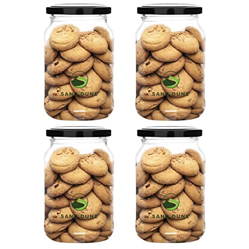 Image of SAND DUNE Storage Glass Jar Set, Transparent | BPA Free | Storage Jar Containers /Barni for Kitchen for Aachar Pickle, Dry Fruits and Spices (750 ml, Pack of 4)
