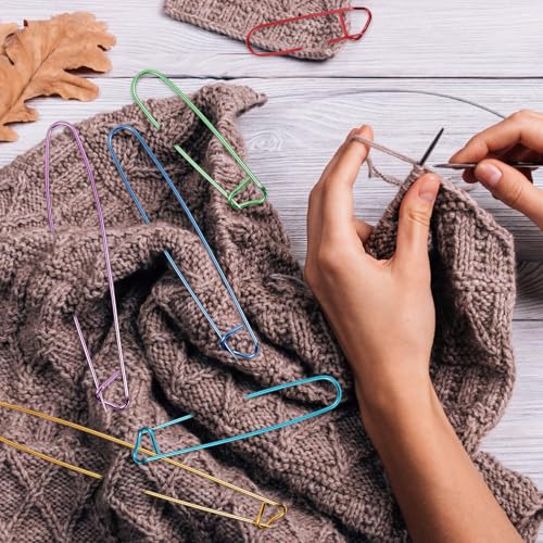 Image of 18pcs Knitting Stitch Holders, 6 Colors 6 Sizes Aluminum Stitch Needles Markers for Practical Yarn Knitting or Crocheting Supplies Tools Accessories