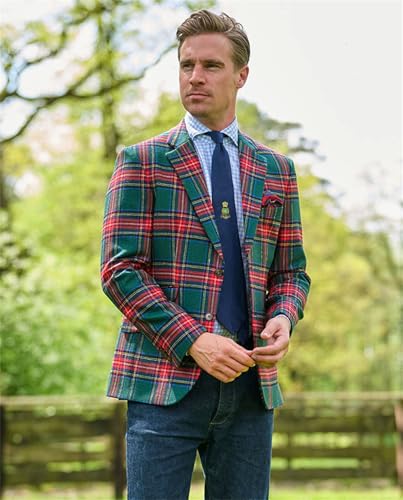 Ugly Christmas Suit Jacket for Men Holiday Vintage Plaid Tuxedo Blazer for Dinner,Prom,Wedding2