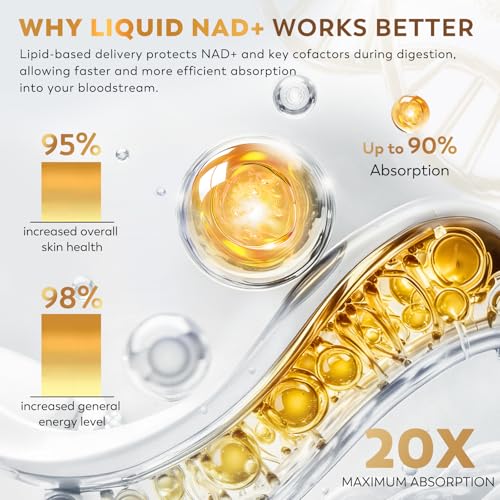 Image of NAD+ Liquid Supplement 1500mg - NAD Nicotinamide Riboside & Resveratrol with PQQ CoQ10, NAD Plus Help Support Absorption - Boosts Cellular Energy, Overall Vitality for Women & Men (30 Packets)