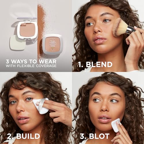 L'Oreal Paris True Match Super Blendable Oil Free Powder Foundation, W3 Light Medium, 0.33 oz, Packaging May Vary - image 3