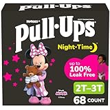 Pull-Ups Night-Time, 2T-3T (18-34 lb.), 68 Ct, Potty Training Pants for Girls, Disposable Potty Training Pants for Toddler Girls (Packaging May Vary)