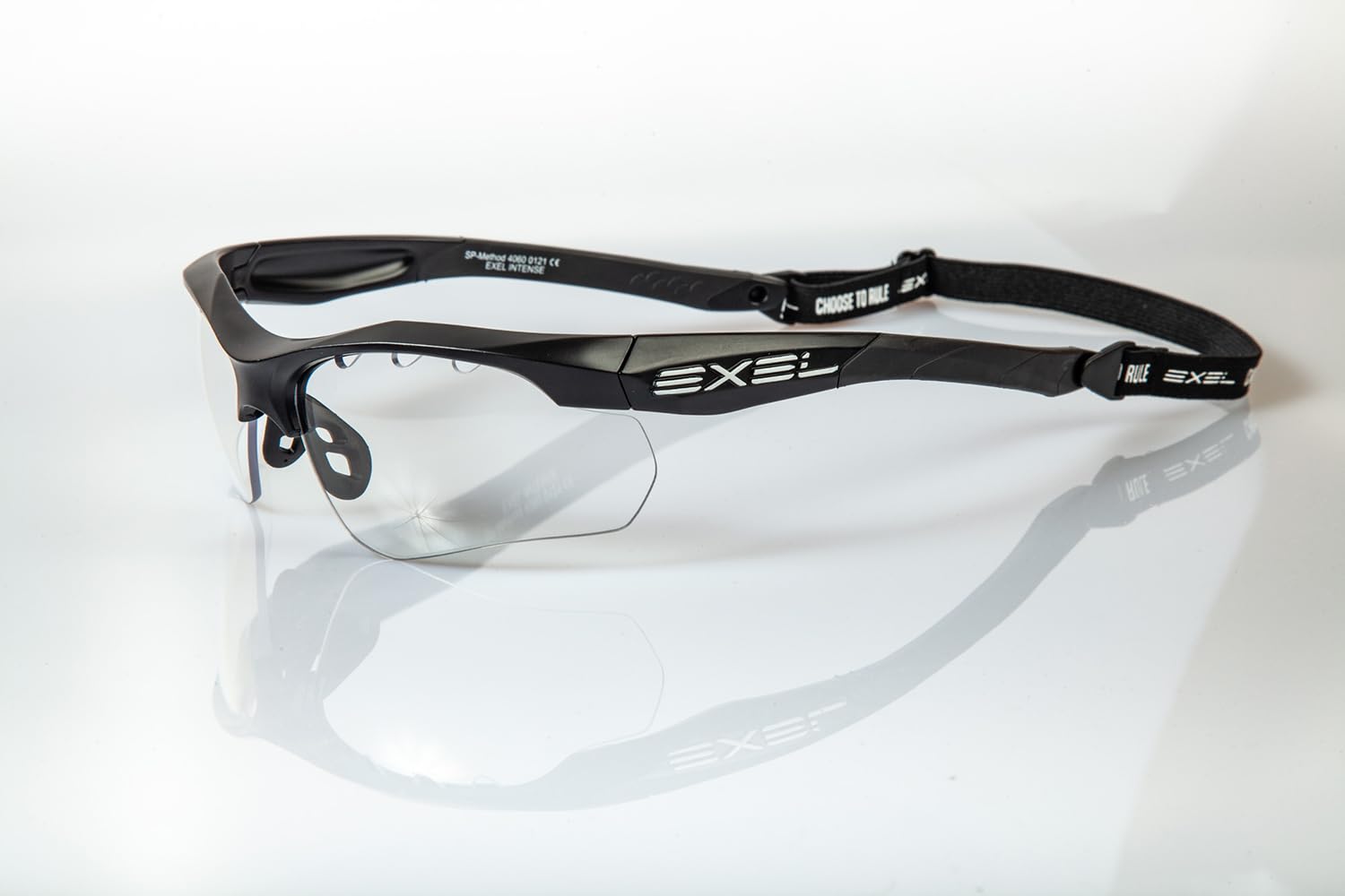 Exel Floorball/Unihockey Schutzbrille Intense Eyeguard, für Jugend und Erwachsene, IFF geprüft, mit Nackenband und Brillenputztuch