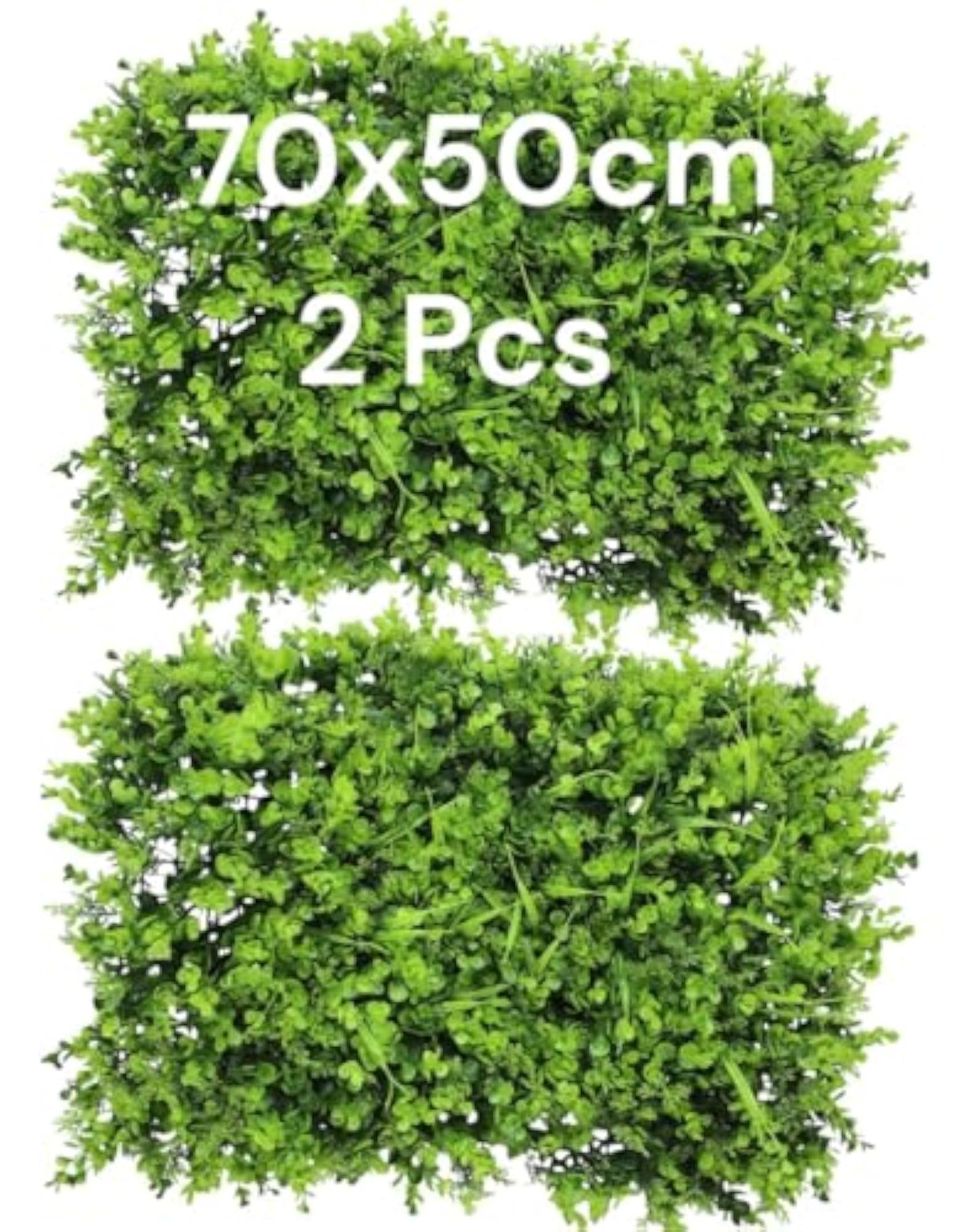 2 Pcs Artificial Boxwood Hedge Wall Panels, Green Grass Panels