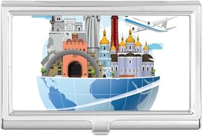 Landmark Travel Journey Ukraine Plane Business Card Holder Case Pocket Box Wallet