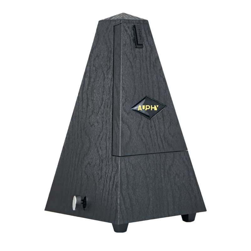 M360 AUPHY Mechanical Metronome with Accent Bell for Piano Violin Guitar Drums Saxophone etc Classic Pyramid Design Multiple Beat Modes Range Tempo(40-208BPM) Easy to Use Black Woodgrain