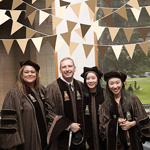 Image of 32Ft Brown Party Decorations Brown Pennant Banner Fabric Triangle Flag Bunting Garland Streamers for Woodland Teddy Bear Baby Shower Jungle Safari Birthday Home Outdoor Garden Decor
