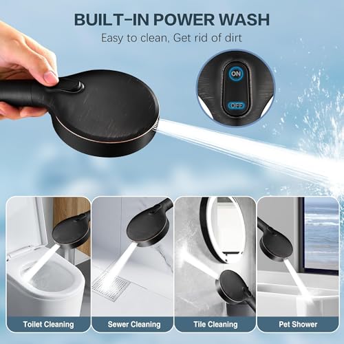 Image of BRIGHT SHOWERS Filtered Shower Head with Handheld, High Pressure 9 Spray Mode Showerhead with Long Hose and Bracket, Water Softener Filters Beads for Hard Water - Removes Chlorine, Oil-Rubbed Bronze