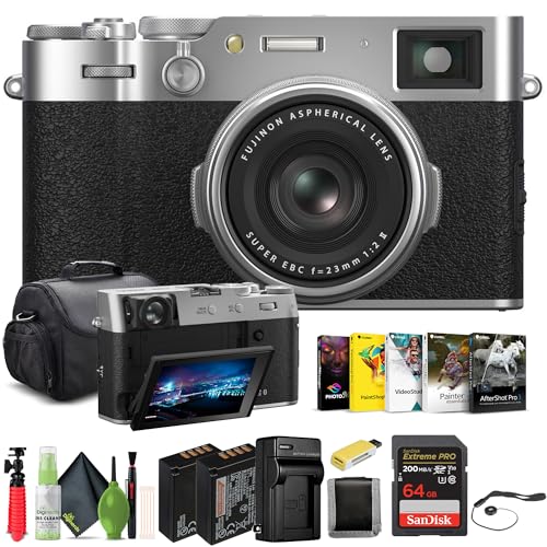 Image of FUJIFILM X100VI Digital Camera (Silver) (16821822) + 64GB Card + Card Reader + NP-W126 Battery + Charger + Corel Photo Software + Case + Flex Tripod + Memory Card Wallet + Cleaning Kit + Cap Keeper