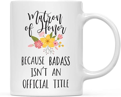 Miniatura 20 de Andaz Press Taza de café de 11 onzas, regalo de broma, madrina porque Badass no es un título oficial, gráfico floral, paquete de 1