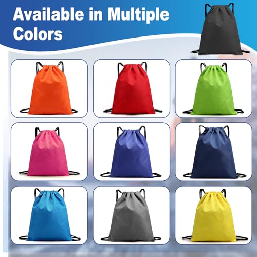 Image of 5-Pack Waterproof Drawstring Backpacks, Soccer-Texture Oxford Fabric, 16.9 inch x 13.8 inch, Lightweight 0.20 lb Each, No Eyelets, Gym & Marathon Gear Sacks(Red)
