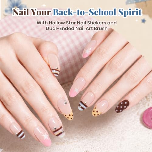 Image of Beetles Gel Polish Set - That Girl Routine 6 Colors for Back to School Nail | Fall Nail Art with 2-In-1 Nail Art Pen, Star & French Nail Stickers, Soak-Off UV LED, Long-Lasting for Salon, DIY Manicures