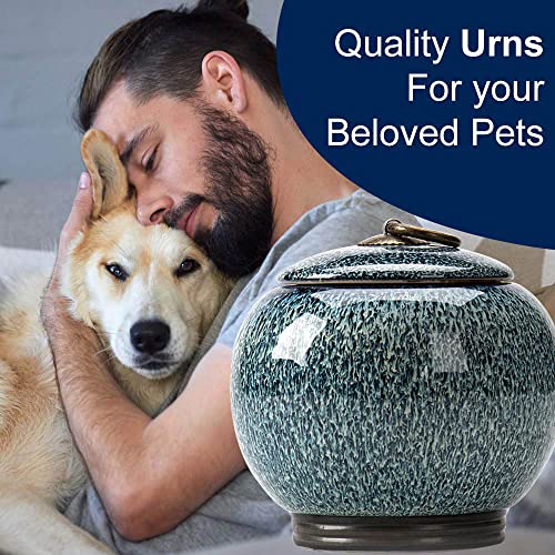 Uziqueif Urnen für Haustiere, für Asche, Katze/Hunde, Andenken an Asche, Andenken an Asche, Andenken an Hundeasche aus Keramik, personalisierbar, Dekoration zu Hause, Küche, Garten, Büro, Blau