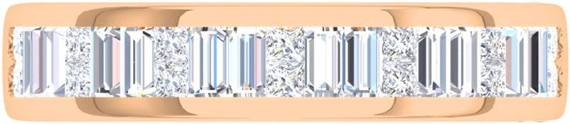 Dazzlingrock Collection 0.60 Ctw 14K Real Solid Gold Princess & Baguette White Natural Diamond Women Invisible Wedding Band