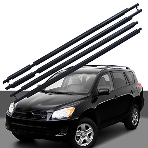 Window Moulding Trim Seal Belt for Toyota RAV4 2009-2012 Weatherstrip Window Outside Weatherproof Seal 4Pcs Front Rear Left Driver & Right Passenger Side Window Weatherstrip Moulding Trim Seal Belt