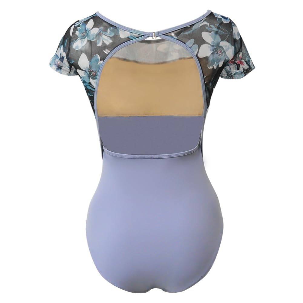 ROYAL SMEELA maillot ballet manga corta adulto maillot bailarina mujer body baile mujer maillot de danza ballet body de ballet espalda body danza ballet maillot gimnasia body bailarina Impreso