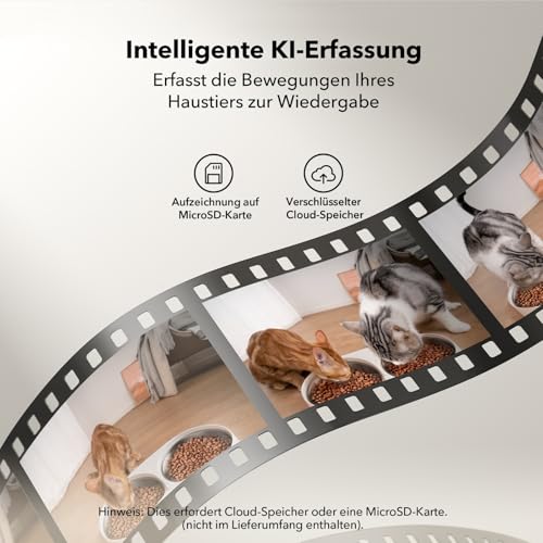 PETLIBRO 5L Futterautomat Katze 2 Näpfe mit 1080P Kamera, 5G WiFi Futterspender Hund mit APP & Nachtsicht, Sensor für Niedriger Futter & Blockierung, Haustier Kamera, 1-10 Mahlzeiten – Bild 5
