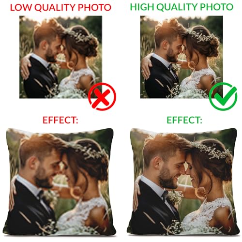 Personalisiertes Fleece-Kissen Mit Eigenem Foto & Text | Individuelles Fotokissen Mit Füllung | Doppelseitig Bedrucktes Kissen Selbst Gestalten | Fotogeschenk