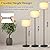 Modern Floor Lamp for Living Room Traditional Farmhouse Floor Lamps Mid-Century Pole Lamp with Linen Lamp Shade, Standing Tall Floor Lamps for Bedrooms and Office (Black+Metal Pole)