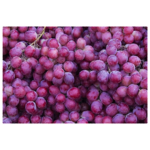 Red Globe Lot de 1 sets de table lavables et antidérapants pour table de salle à manger Motif raisins frais