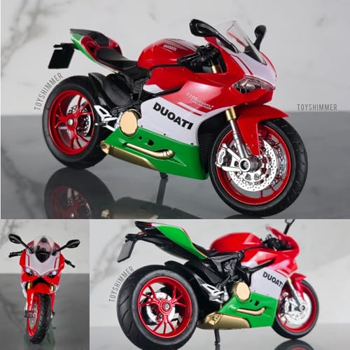 Image of Ducati 1199 superleggera Superbike Sporty Diecast Motorcycle Model, Light & Sound Function,1:12 Scale, Red & Green Color