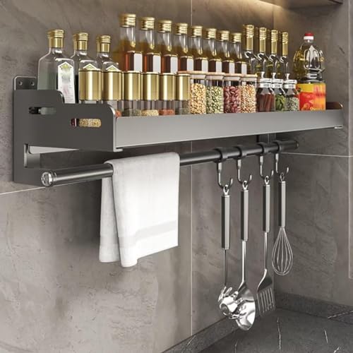 Estante de pared sin taladro, soporte para toallas de papel, ganchos para especias a prueba de óxido, organizador de ahorro de espacio para cocina y baño, solución de almacenamiento resistente
