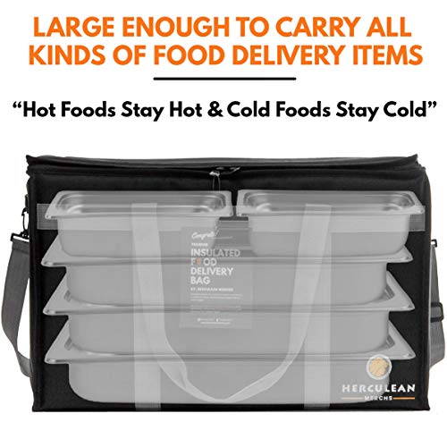 Herculean Merchs 8541950106 Herculean Premium Insulated Food Delivery Bag With Ykk Zipper – Large Commercial Catering Bag For Food Transport – Hot And Cold Thermal Food Bag thumb #4