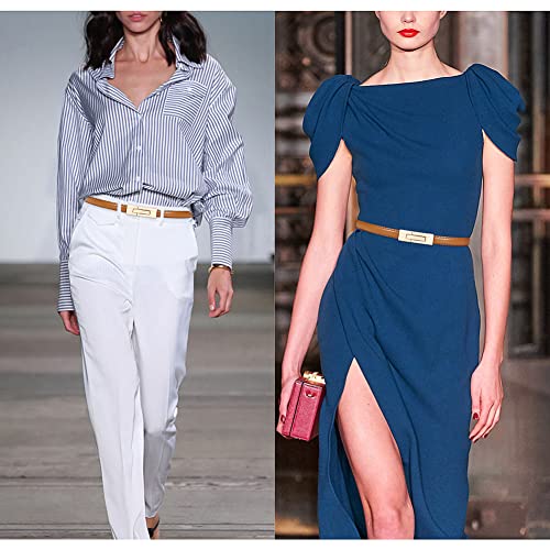 Skinny Leather Belts for Women Slim Waist Belt Patent Leather with Gold Buckle for Dress4