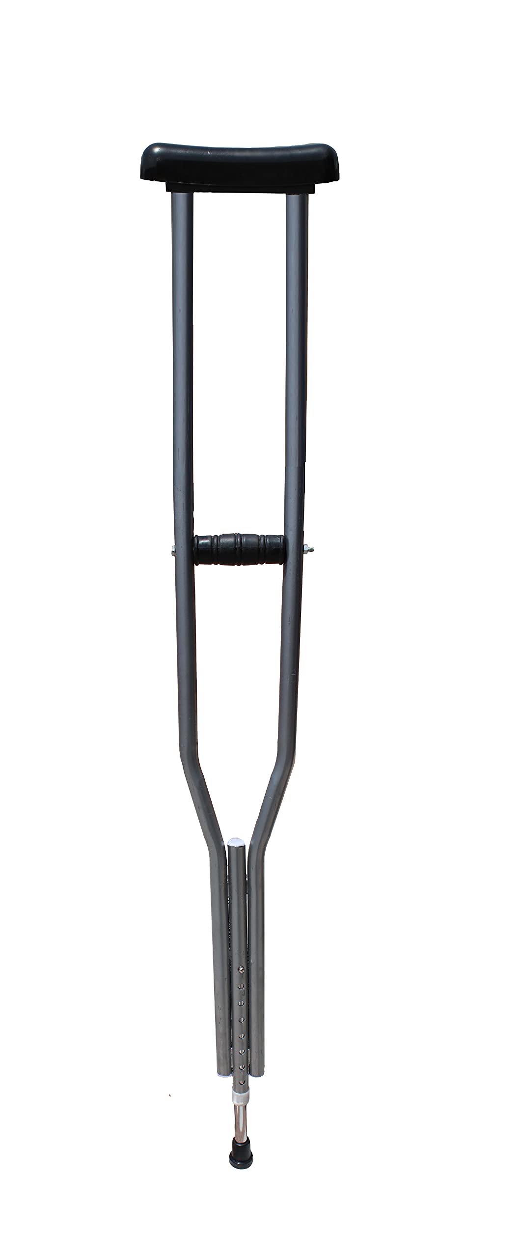 Metal Under Arm Auxillary Crutch Pair Height Adjustable Men/Women/Old People Walking Stick - Grey 1 Pcs