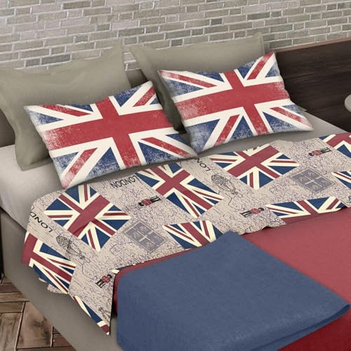 Morfeo Juego de sábanas para cama de matrimonio del Reino Unido Imperio británico, de puro algodón, individual (2 plazas)
