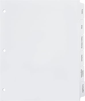 Exhibitindexes Estate Planning Dividers 6 Tabs 3 Ring Binders Made in USA
